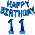 thumbnail image 3 of Blue Happy Birthday Number Foil Balloons Kids Adult Party Decorations Boy Girl 10 11 14 15 18 25 30 35 40 50 60 70 80 Year Old (18th,16inch), 3 of 6