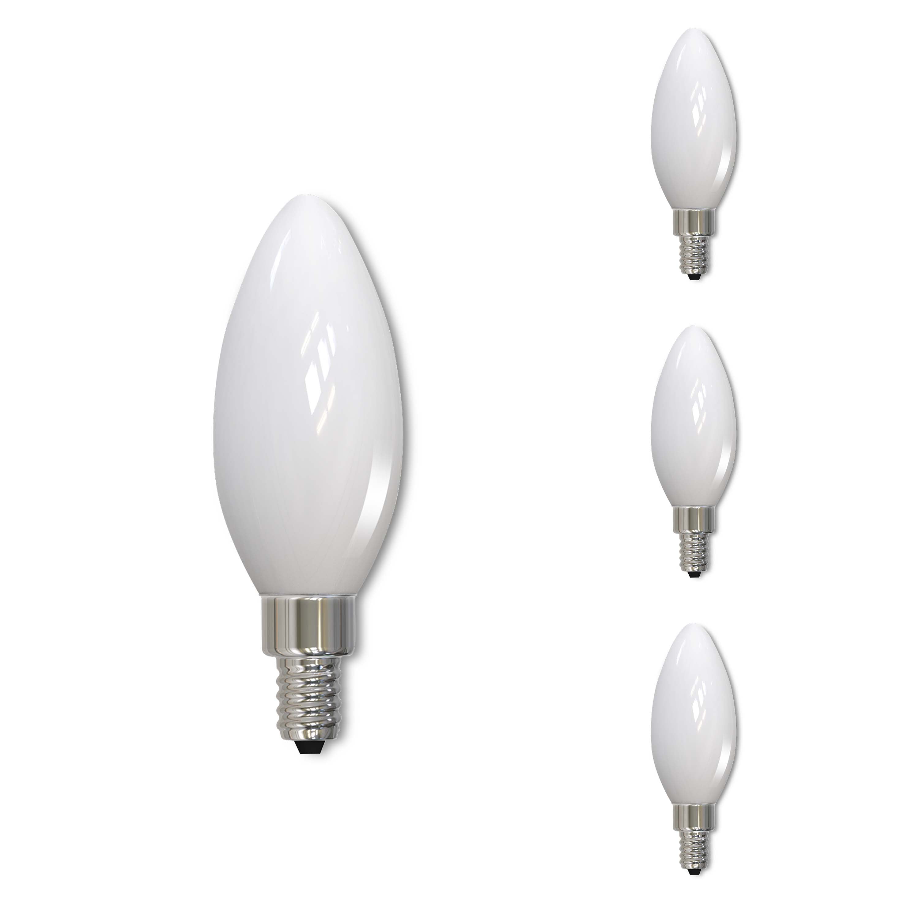 Bulbrite Pack of (4) 3.6 Watt Dimmable Milky Finish B11 Candelabra (E12) LED Light Bulb - 300 Lumens, 2700K