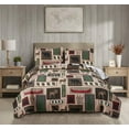 thumbnail image 3 of Jessy Home Moose Quilt Queen/Full Green Rustic Lodge Bedspread Microfiber Coverlet Set, 3 of 8