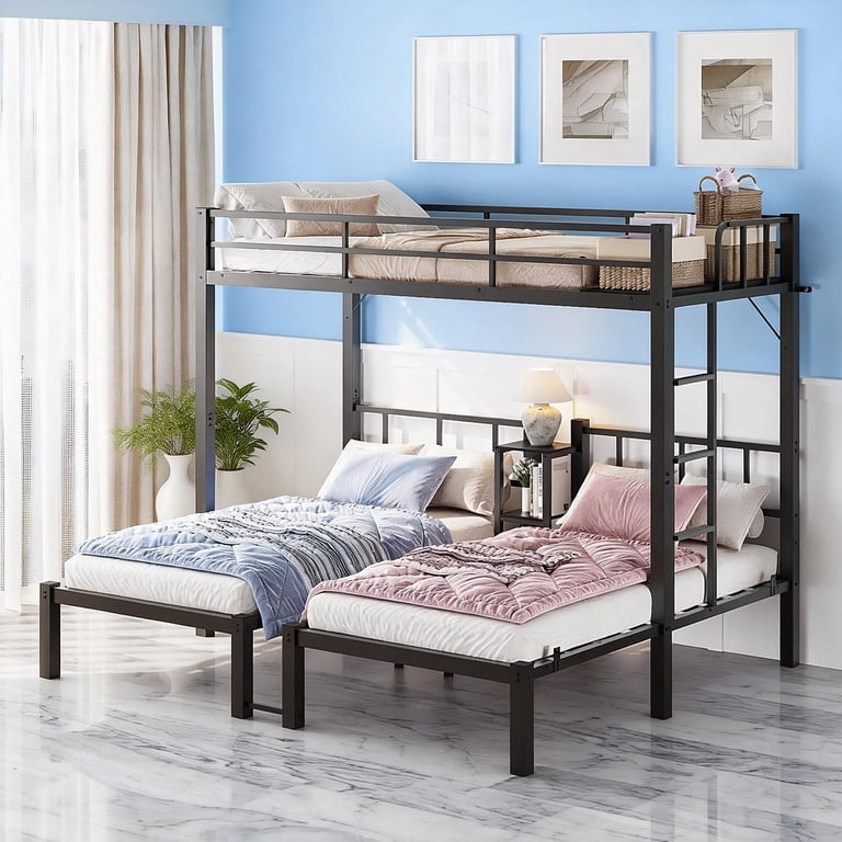 【tak】ベッド Ktaxon Metal Twin Triple Bunk Bed, Twin over Twin over Twin XL Bed