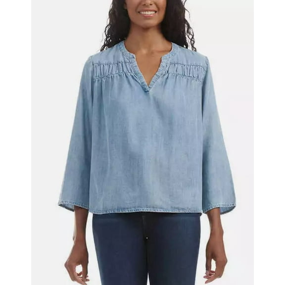 Splendid Ladies' Size XS (0-2) V-Neck Long Sleeve Blouse, Blue