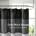 thumbnail image 3 of Madison Park Black Faux Silk Shower Curtain, Striped Lightweight Bath Curtain Decor, Grey Curtain for Bathroom, 72"x72", 3 of 7