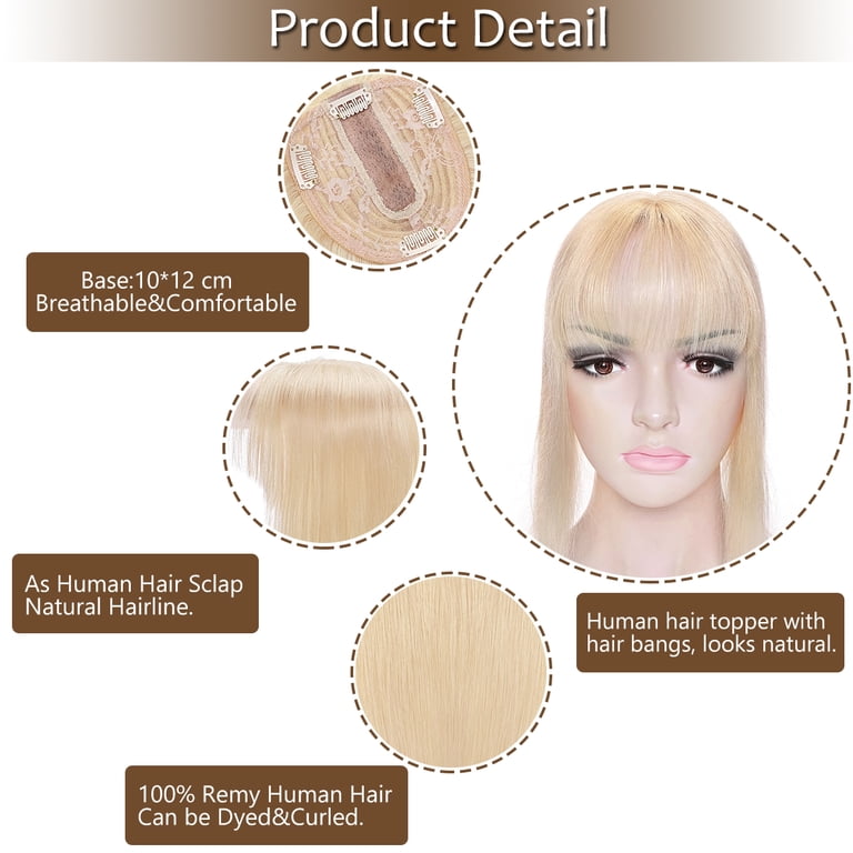 SEGO Clip in Hair Extensions Human Hair Toppers with Bangs  display picture 1