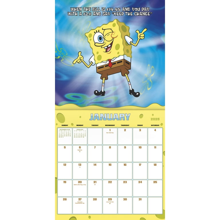 trends-international-2025-nickelodeon-spongebob-squarepants-wall-calendar-walmart-com