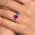 thumbnail image 4 of Gem Stone King 14K White Gold Red Created Ruby and Blue Diamond Engagement Ring for Women | 3.20 Cttw | Oval 10X8MM | Gemstone July Birthstone | Size 5, 4 of 6