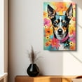 thumbnail image 4 of Thuan Rat Terrier Dog Flower Art Print Canvas, Wall art Painting Decor, Puppy Pop Art Home Decor Artwork For Bedroom Living Room Bathroom Decor, Puppies Colorful Photo, 4 of 6