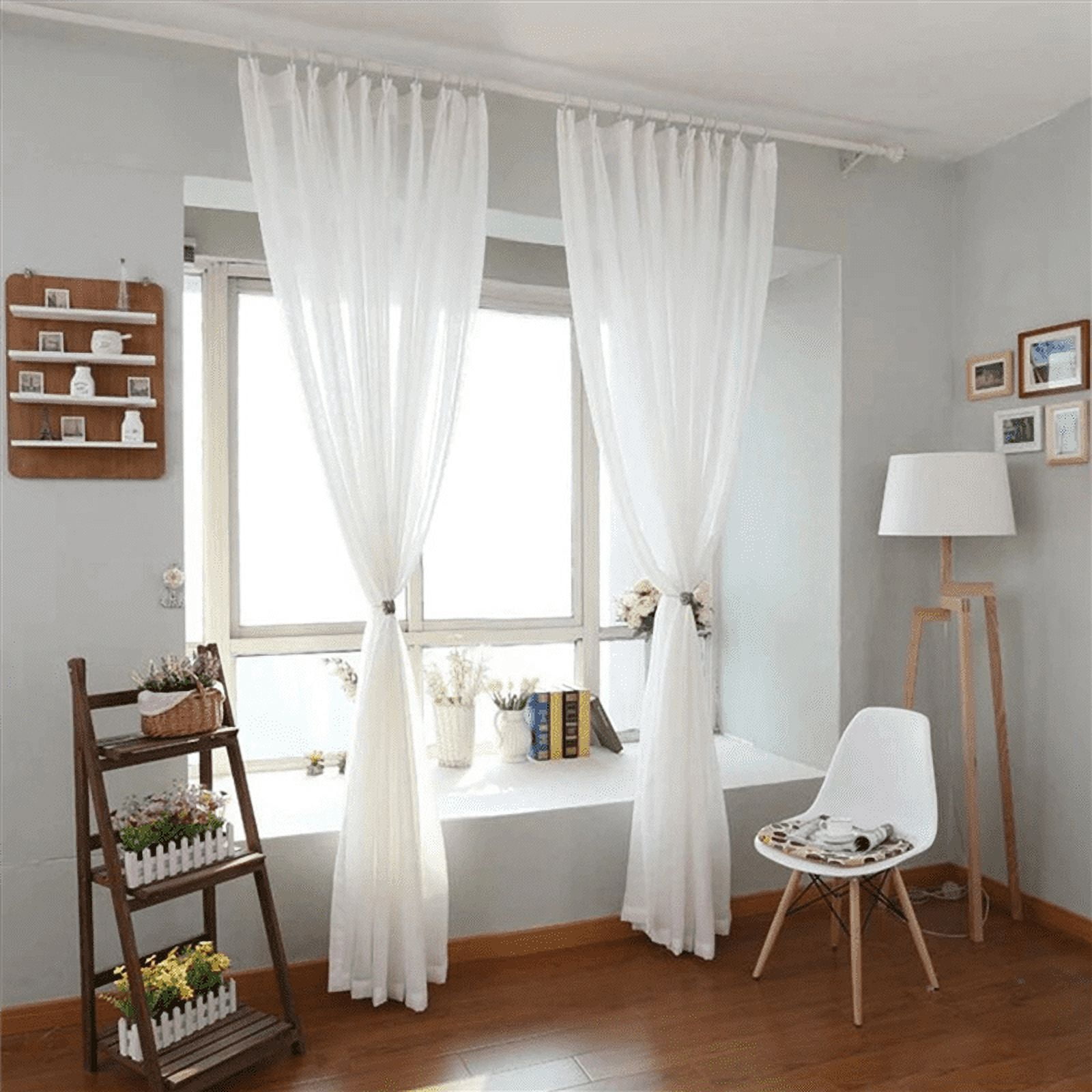 Window White Sheer Curtains 90 Inches Long 4 Panels Sheer White Curtains Clear Curtains Basic Rod Pocket Panel