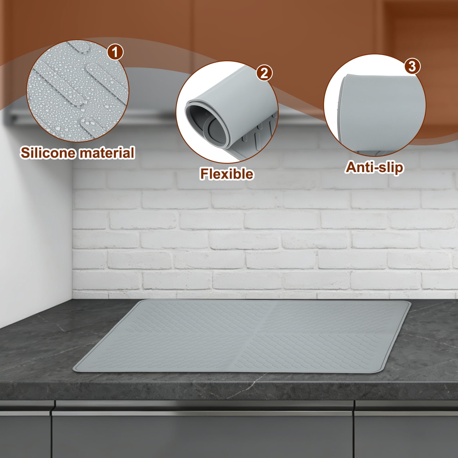 Uxcell Stove Top Covers for Electric Stove, 28 x 20 Inch Silicone Cooktop Protector Waterproof Oven Cover Dish Drying Diagonal Stripes Mats for Kitchen Glass Top, Stovetop, Oven, Grey