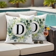 thumbnail image 4 of Letter D Outdoor Pillow Covers Pack of 2 Alphabet Green Eucalyptus Leaves Plant Simple Waterproof Throw Pillow Covers Decorative Cushion Cases for Patio Garden Tent Balcony Couch 20x20 inch, 4 of 9