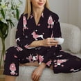 thumbnail image 6 of Pajamas for Women Sets, Cute Poodle Dog Queen Pink Lounge Sets Long Sleeve Button Down Night Shirts Sleepwear Pjs, 6 of 6