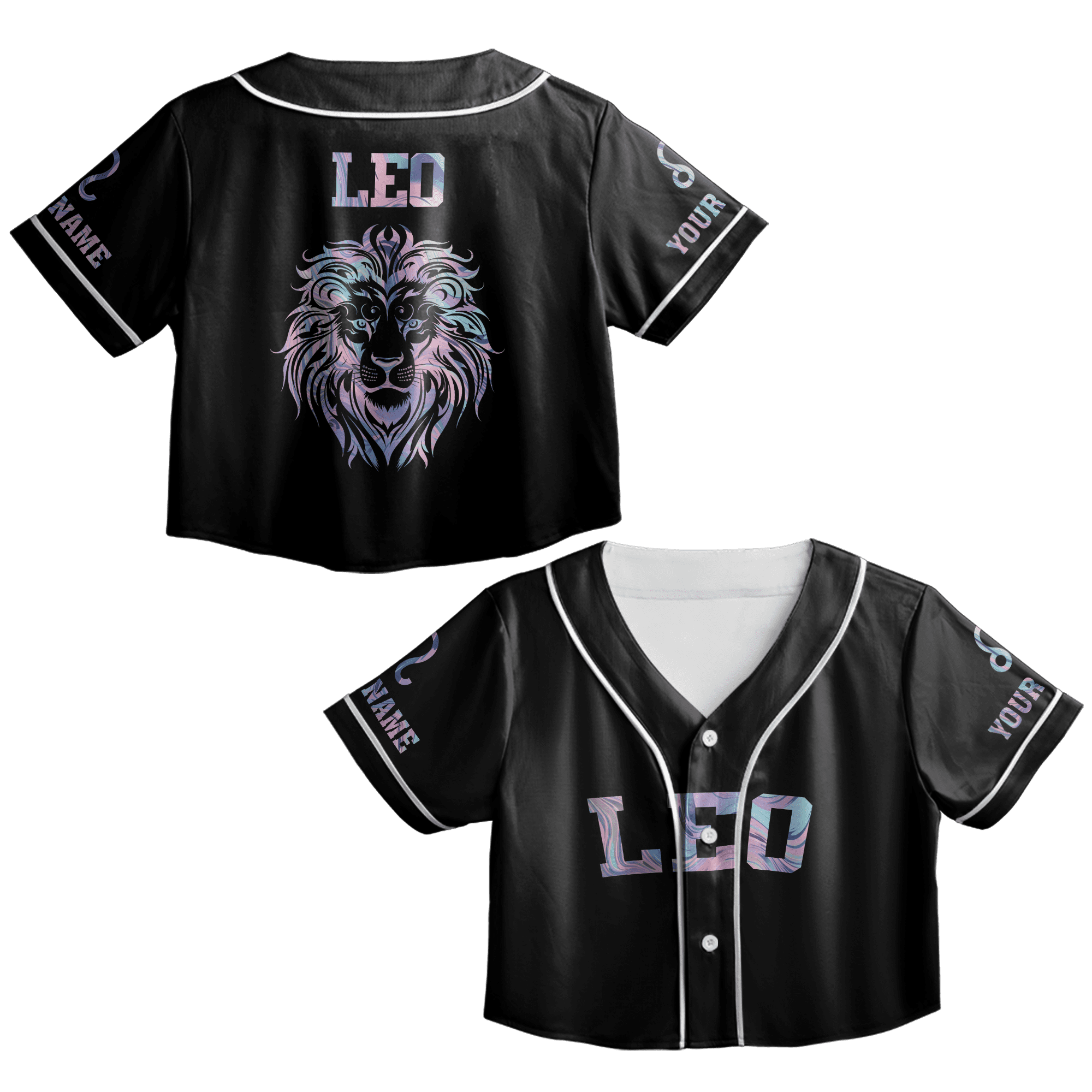 Lotusprinthandmade Personalized Leo Zodiac Crop Top Baseball