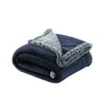 thumbnail image 6 of Cozy Tyme Lorraine Flannel Reversible Heathered Sherpa Throw - Super Soft Solid Color 50"x 60" Navy, 6 of 11