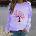 thumbnail image 2 of DeHolifer T-Shirts for Women Crewneck Long Sleeve Breast Cancer Print Fall Fashion Sweatshirt Pullover Tops Purple 2XL, 2 of 4