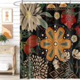 thumbnail image 2 of Abstract Bohemian Floral Shower Curtain - Vintage Black Mid-Century Flowers, Art Aesthetics Bathroom Decor, Waterproof Polyester Fabric, Includes 12 Hooks, 72x72 Inch, Ideal for Artistic Spaces, 2 of 6