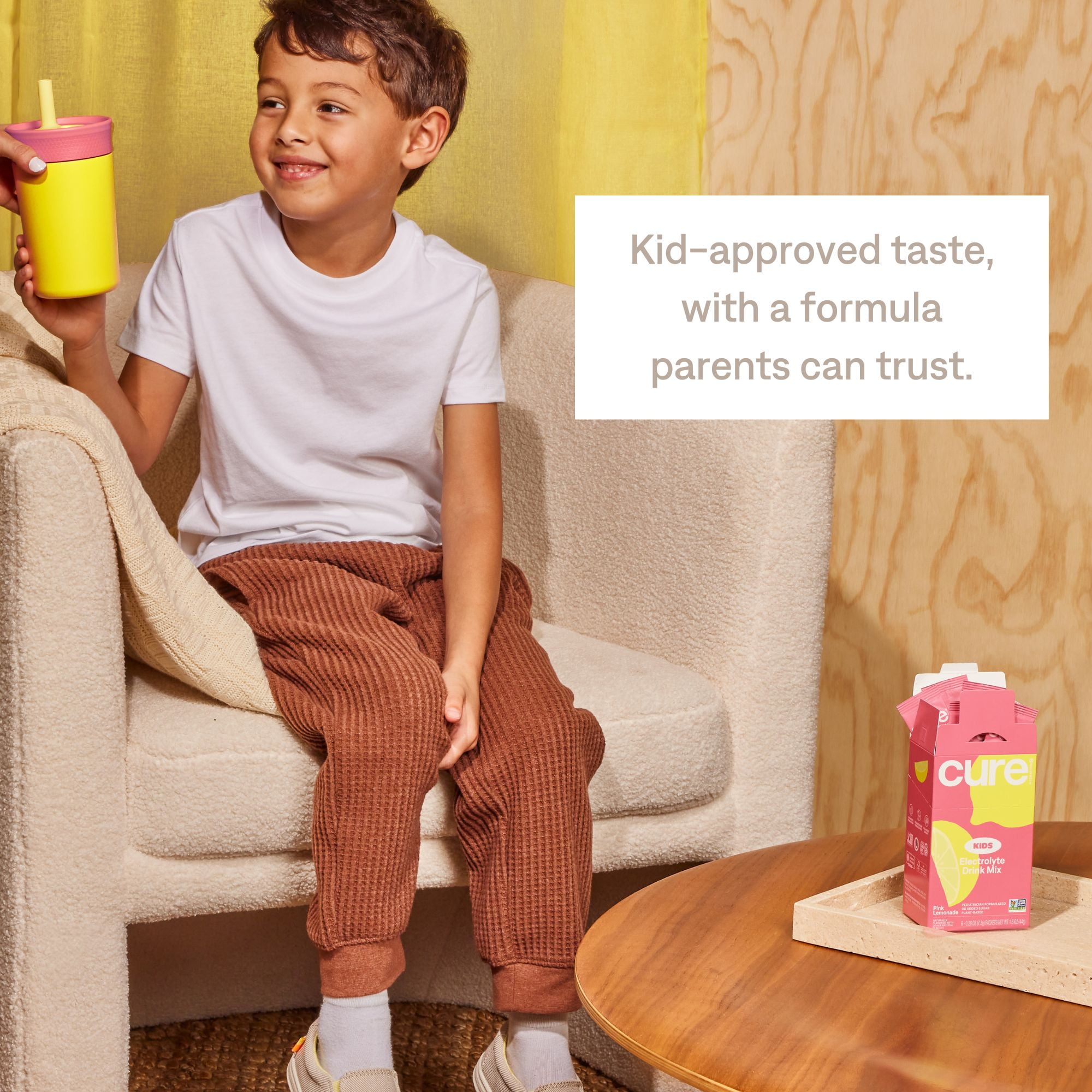 Cure Hydration Kids Flavored Coconut Water Electrolyte Drink Mix, 6 Count, Pink Lemonade, FSA and HSA eligible