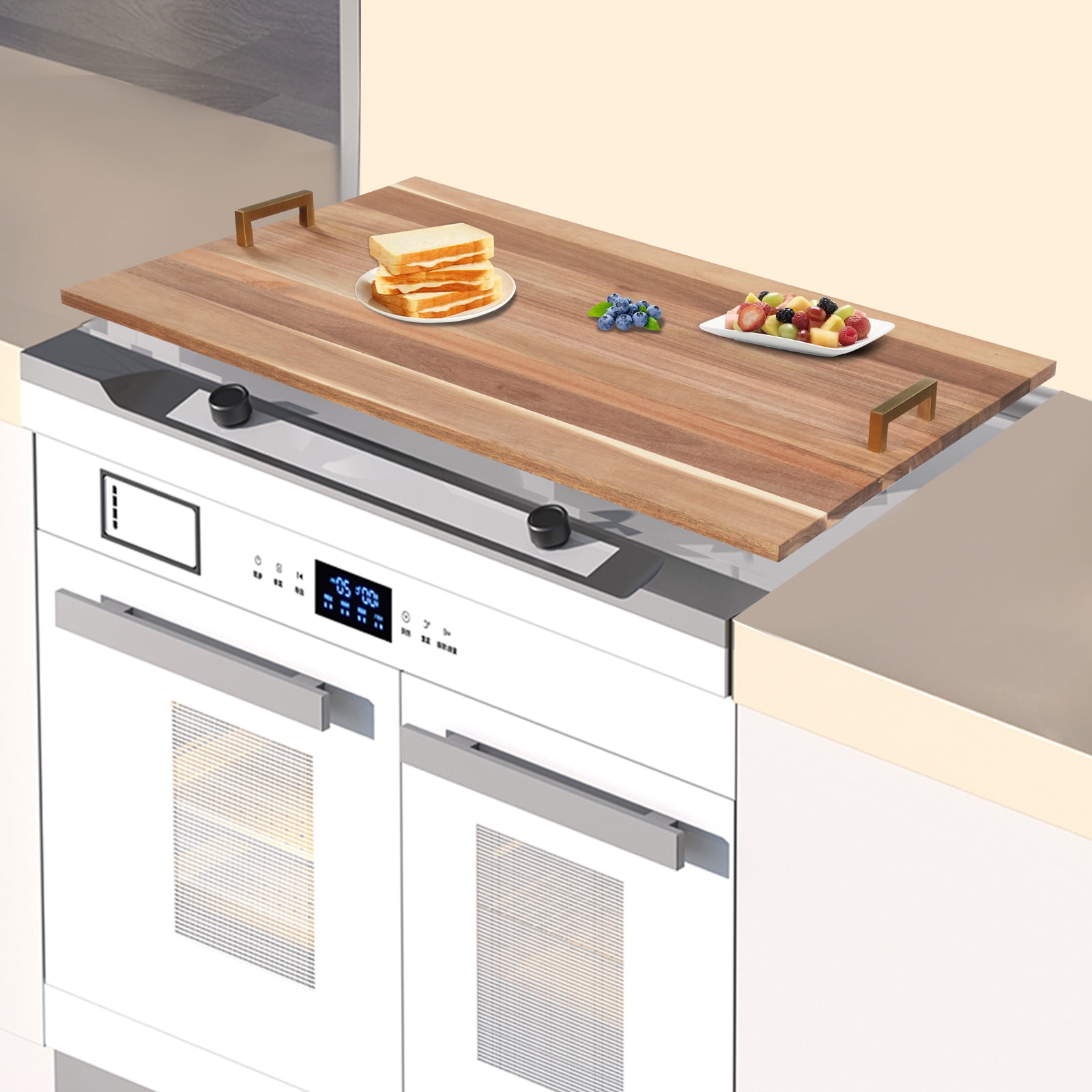 Stove Top Covers for Electric Stove - for Counter Space & Decorative Tray Noodle Board for Gas Stovetop - Stove Top Covers for Gas Burners - Wooden Kitchen Sink Cover