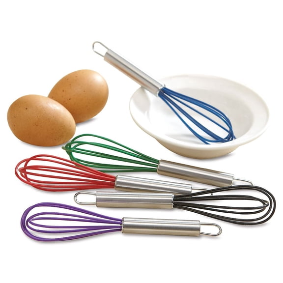 Colorful Kitchen Mini Silicone Whisks- 6-1/2" long , Set of 5 (1 in Each Color)