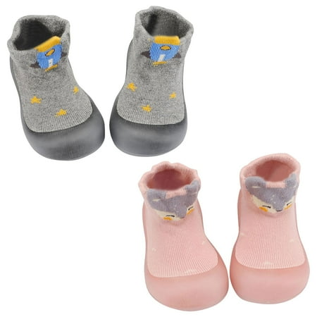 UHGEAX Toddler Baby Girls Boys Sock Shoe Elastic Indoor Slipper Infant First Cartoon Cats Soft Sole Rubber Shoes