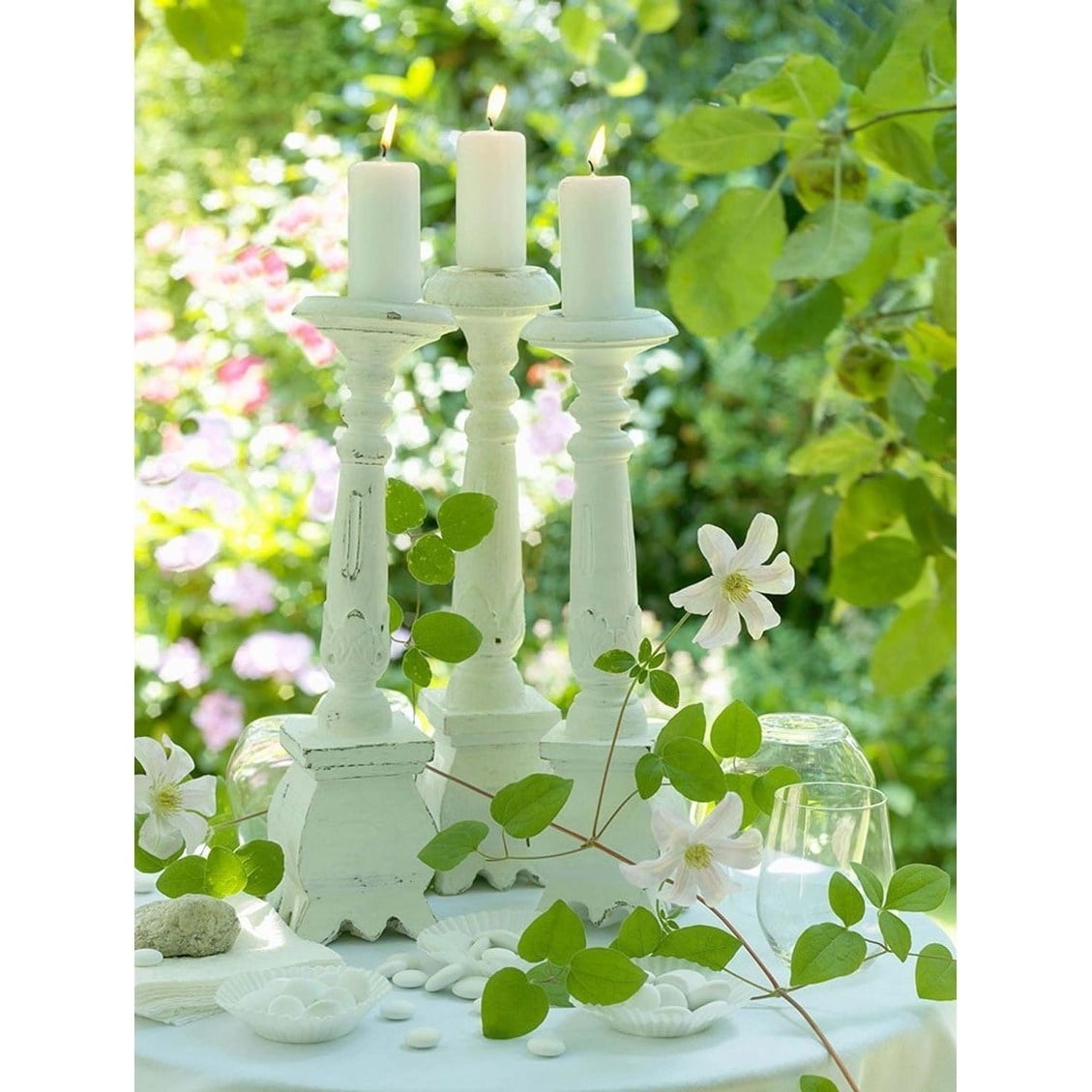 LED Lighted Pillar Candles in Garden Canvas Wall Art 15.75" x 11.75"