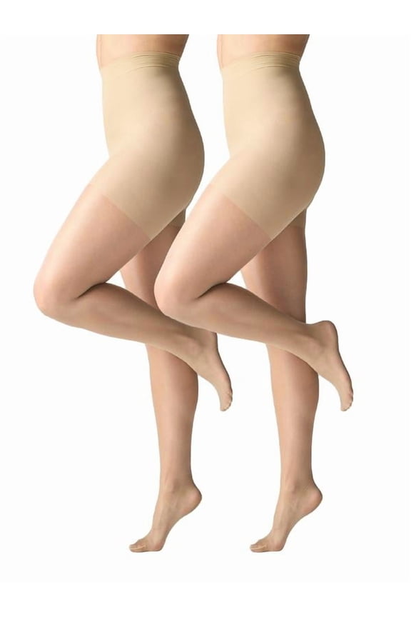 Fine Sheer Pantyhose for Women, 15 Denier Ultra Sheer, Sizes S-3XL, 2-Pack
