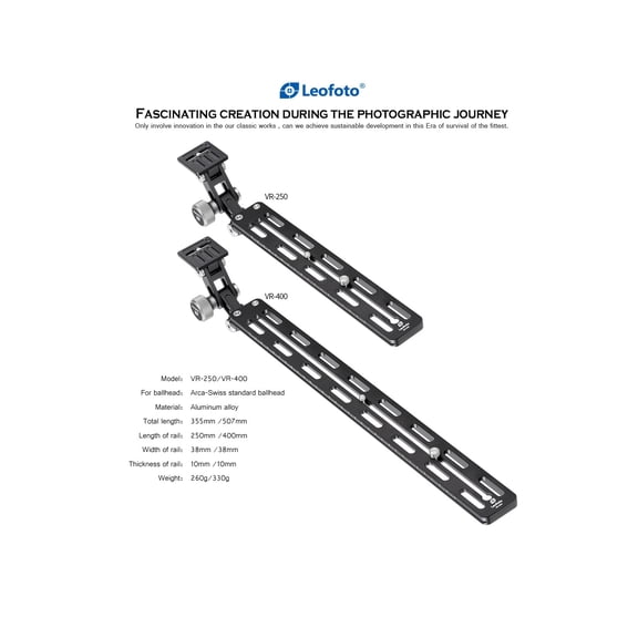Leofoto VR-250 / VR-400 Long Tele Lens Support for Arca