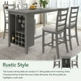 thumbnail image 5 of Dining Table Set, 5-Piece Multi-Functional Counter Height Dining Set with Padded Chairs, Integrated 9 Bar Wine Compartment AND Wineglass Holders, Kitchen Table Set for Dining Room, Gray, 5 of 8