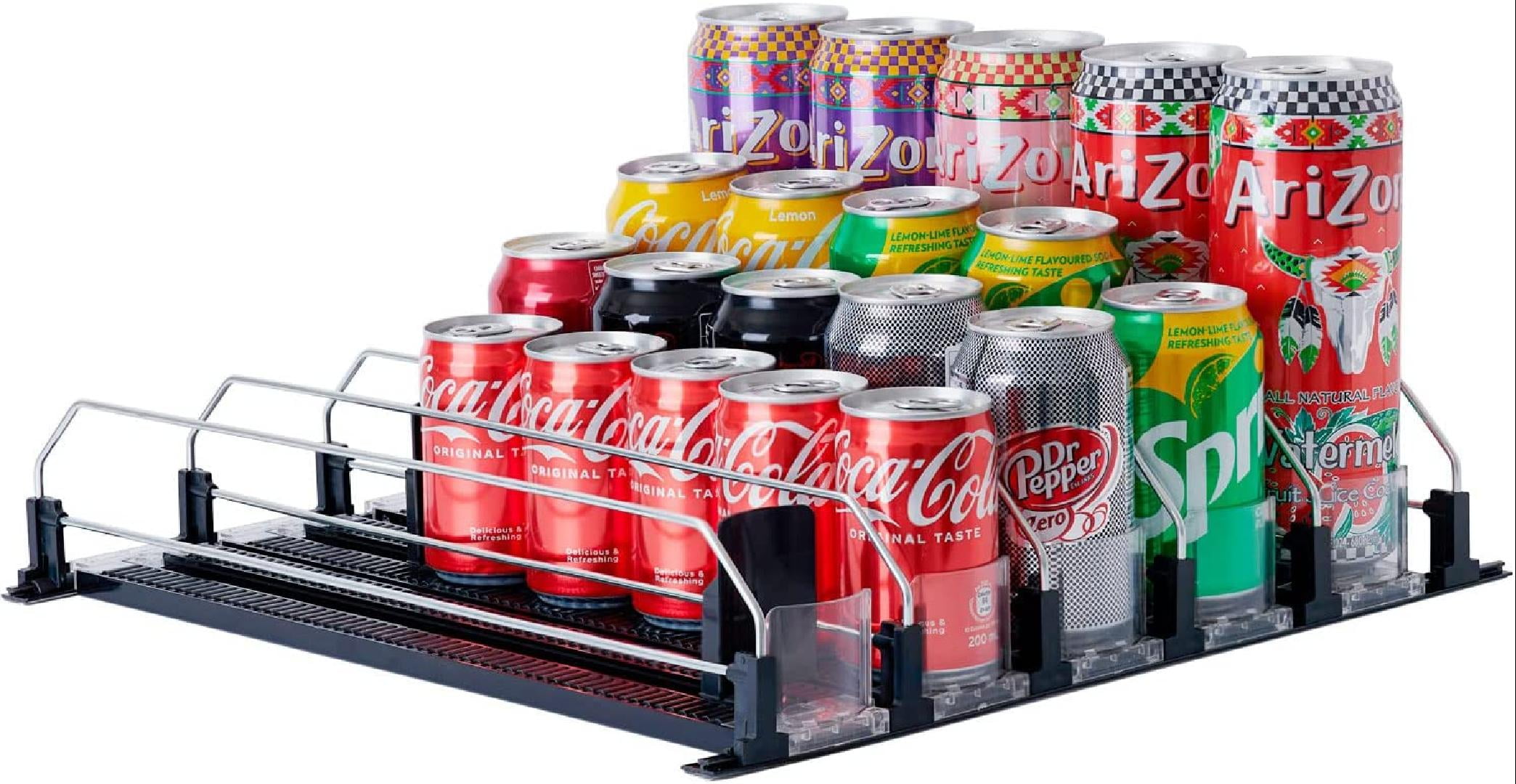 Soda Can Organizer for Refrigerator, Large Capacity SelfPushing Drink