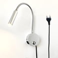 thumbnail image 1 of Lámpara de lectura de pared táctil regulable, luz LED para cabecera de cama con puerto USB e interruptor, luz de cuello de cisne flexible con enchufe, lámpara de pared de 3 W para leer en la cama,, 1 of 4