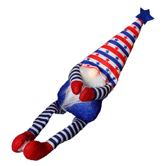 Día de la Independencia Sombrero puntiagudo Gnomo Pentagrama a rayas Bandera estadounidense Muñeca sin rostro Wmkox8yii HFSH7222