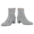 thumbnail image 2 of 1 par de botines de tacón alto con lentejuelas y punta puntiaguda para mujer con cremallera lateral, 2 of 5
