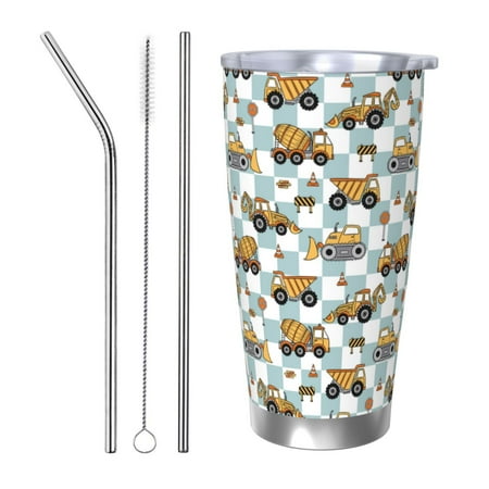 

Tideii Construction Vehicle for 20OZ Car Cup Stainless Steel Cold and Hot Cup with Lid Suitable for Outdoor and Home Unisex-Straw Three-piece Set