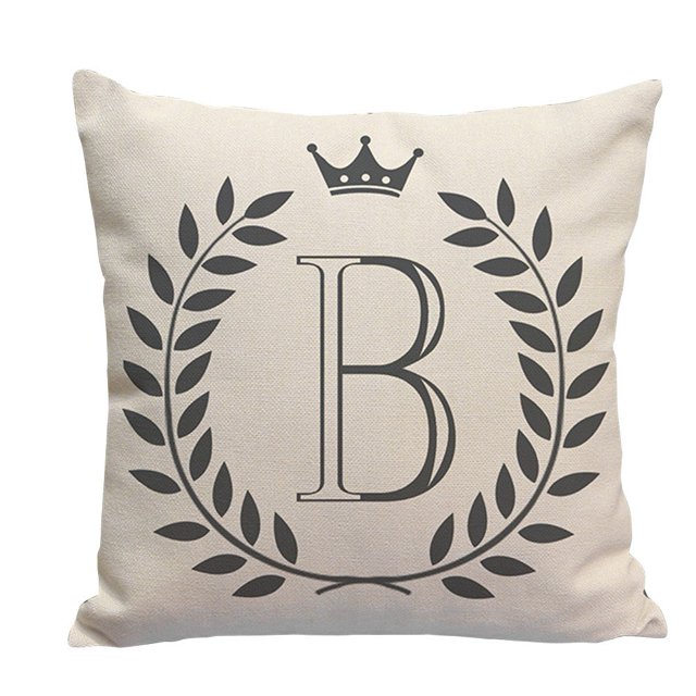 Cartoon Fashion English Letters Print Sofa Pillow Cushion Cover Home Decoration, multi-coloured, B