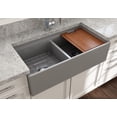 thumbnail image 4 of Contempo Apron Front Step Rim Fireclay 36 in. Double Bowl Kitchen Sink with Protective Bottom Grid and Strainer in Matte Gray, 4 of 6