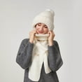 thumbnail image 4 of Bibifish Womens Scarf Hat One Piece Rib Knit Pattern Winter Warm Fleece Lined Scarf Hat Windproof Thermal Knitted One Piece Hat And Scarf, 4 of 5