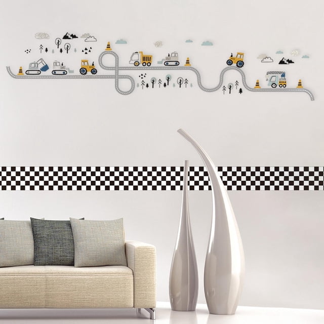 Pegatinas de pared de dibujos animados CUTICAT papel tapiz de vehículos decoración del hogar murales decoración de guardería para dormitorio