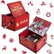 thumbnail image 2 of Caja de música roja con temática de Feliz Navidad, manivela de madera tallada, regalo de Navidad de Año Nuevo de Papá Noel, regalos para niños, 2 of 4