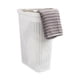 thumbnail image 1 of 40L Slim Laundry Hamper, Clothes Basket, Lid, Wicker Design, Plastic, 18"L x 10.4"W x 23.5"H, White, 1 of 6