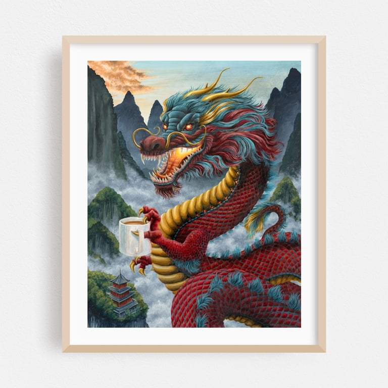 Zhulong Coffee - China Painting Fantasy Surrealism Mountain Humor