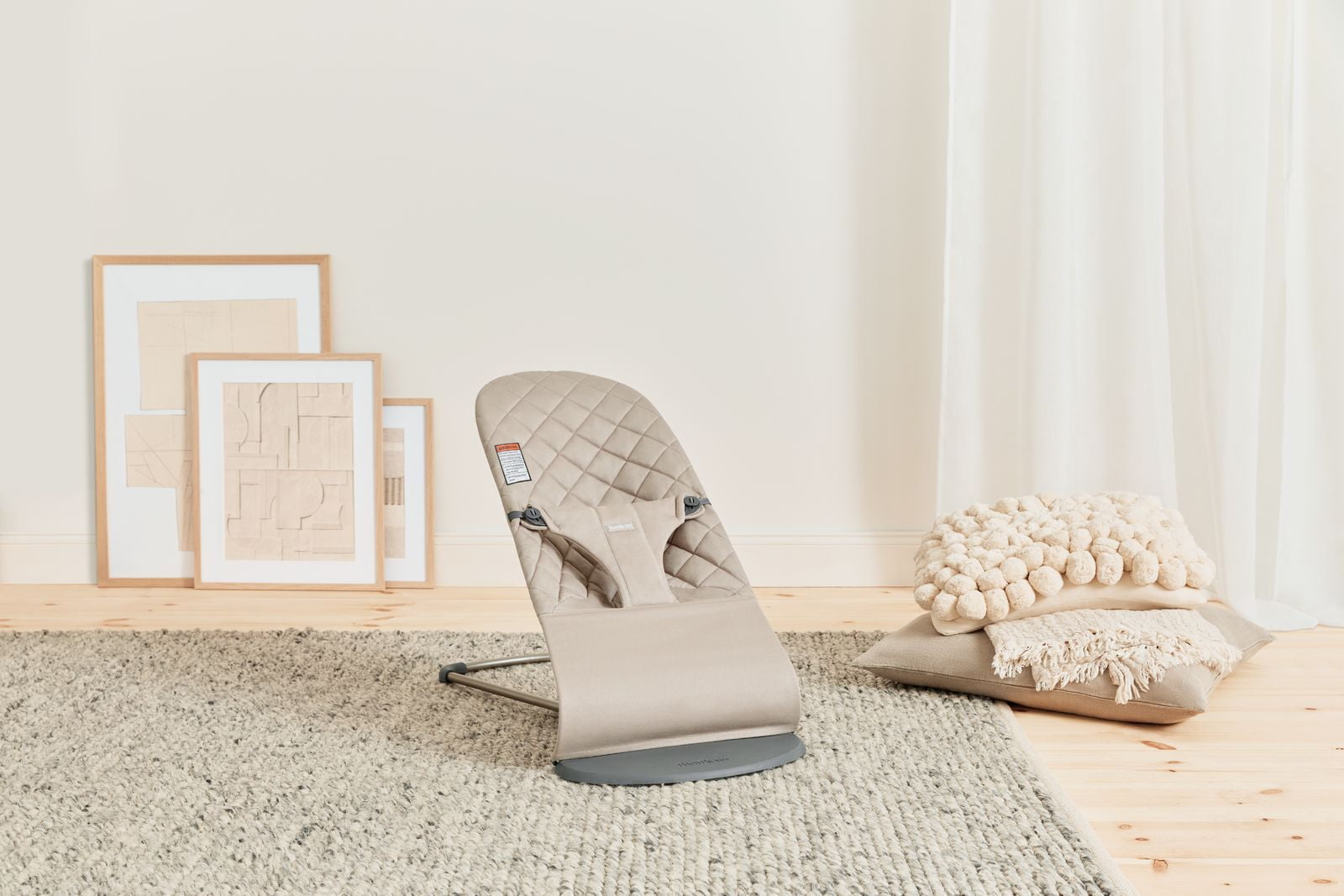 BabyBjorn Bouncer Bliss Baby Bouncer, Classic Quilt, Sand Grey