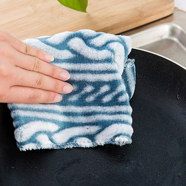 Bamboo Fiber Dish Cloth Kitchen Cleaning Double Thick Rag Non