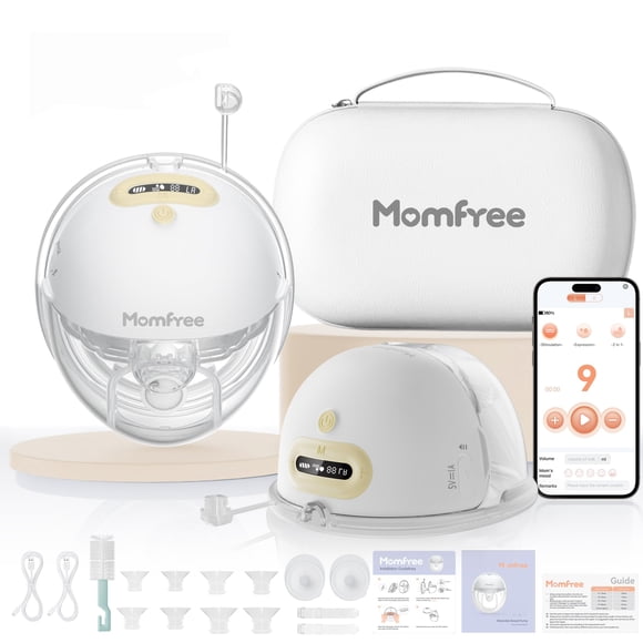 Extractor de leche manos libres Momfree F6 con control de aplicaciones, amarillo