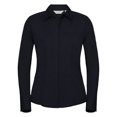 thumbnail image 1 of Russell Collection- Camisa entallada de manga larga de popelín y fácil cuidado de poliéster y algodón para mujer (Azul Marino French), 1 of 6