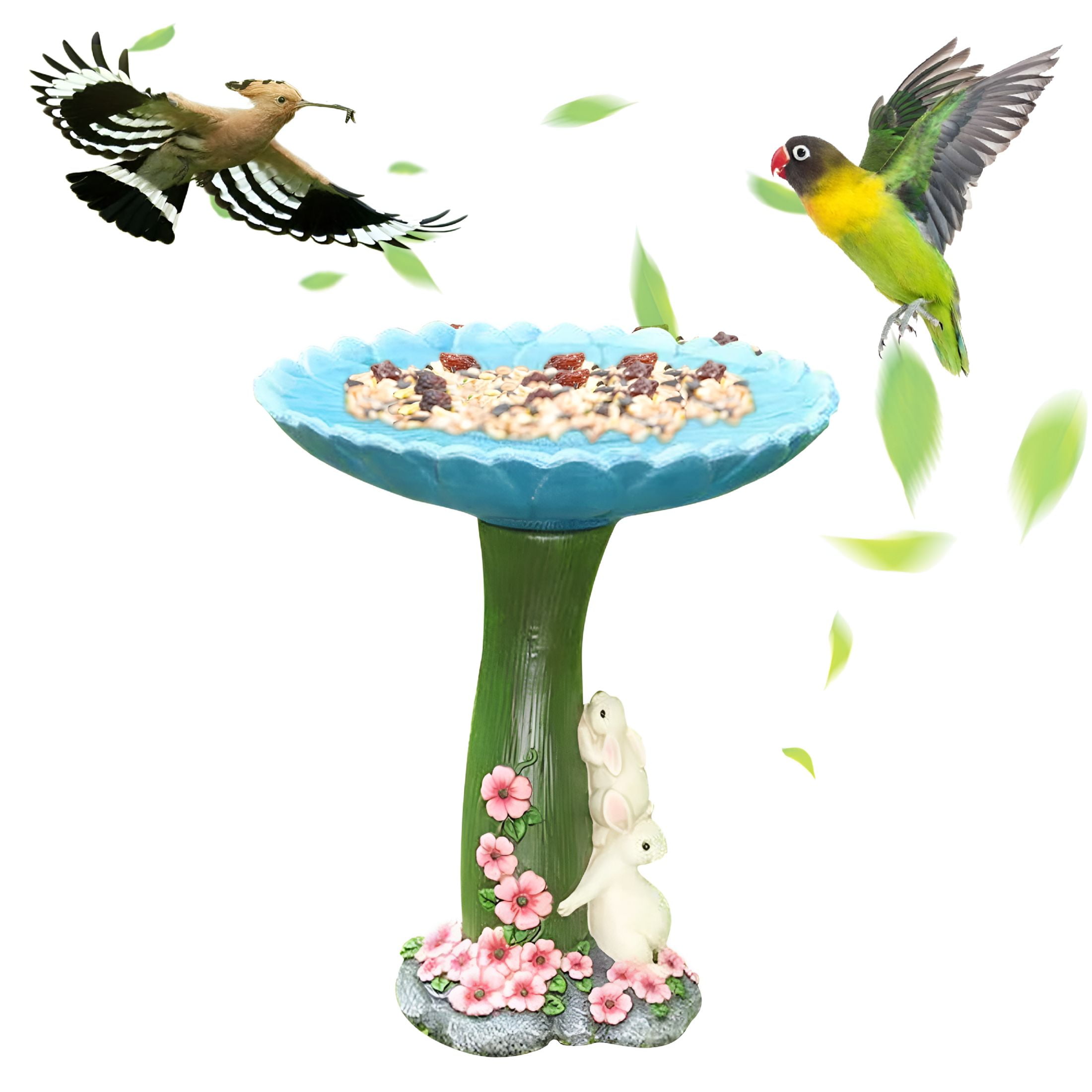ACDANC 2026 New Bird Bath for Outside Sunflower Polyresin Birdbath Lightweight Birdbath Bowl with Rabbit Statue Antique Outdoor Bird Bath for Home Garden Yard