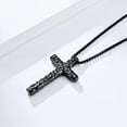 thumbnail image 3 of PAMTIER Unisex Stainless Steel Retro Punk Depressed Hammering Pattern Cross Pendant Amulet Crucifix Necklace Christian Jewelry Black 23.6" Chain, 3 of 5