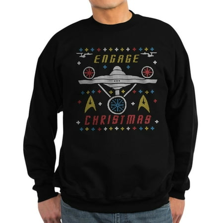 Classic Crewneck Sweatshirt - CafePress - Engage Christmas Star Trek Ugly Sweater Sweatshirt - Classic Crew Neck Sweatshirt