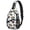 Monster Cartoon Truck White Pattern, variant on Monster Cartoon Truck Blue Pattern Sling Backpack, Unisex Daily Travel Sling Pack with Side Mesh Pockets, Breathable Padded Back Gift Ideas for Travel Shopping Commuting