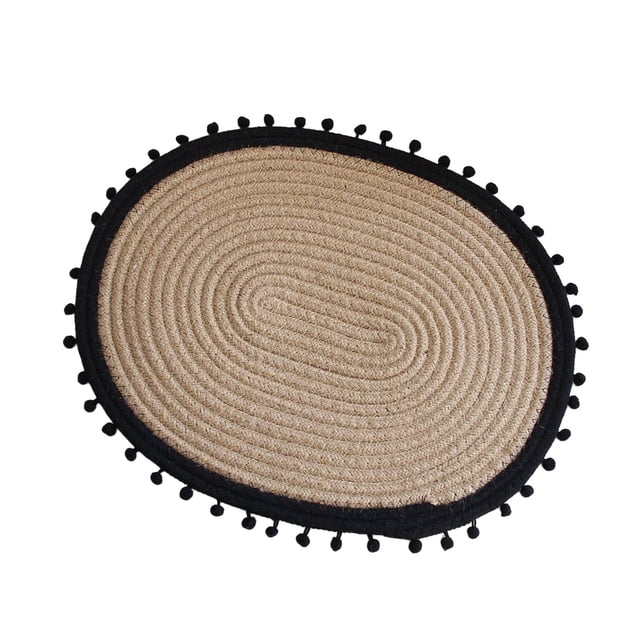 Tapetes s de y lino para de comedor, bohemio, antideslizantes, para festivaless, hogar negro Gloria Manteles individuales redondos