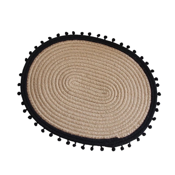 Manteles individuales redondos Posavasos Para Bebidas, Antideslizante, Para Casa De Campo, Para Festivales De Vacaciones, Accesorios Para Fotos, óvalo Negro Magideal Manteles individuales redondos
