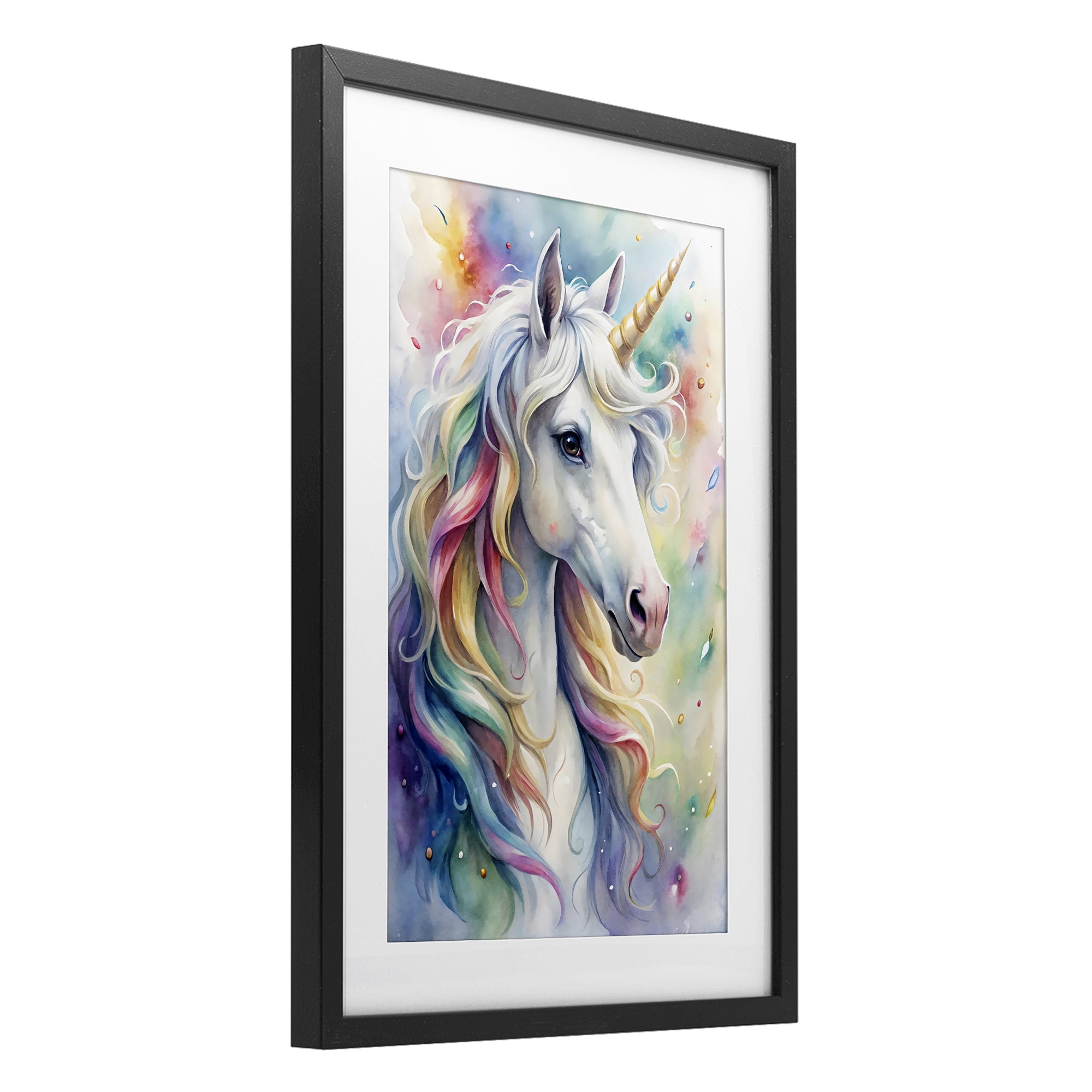 Stupell Industries Pastel Colorful Unicorn Black Framed Print Under Glass, design by Creative Studio