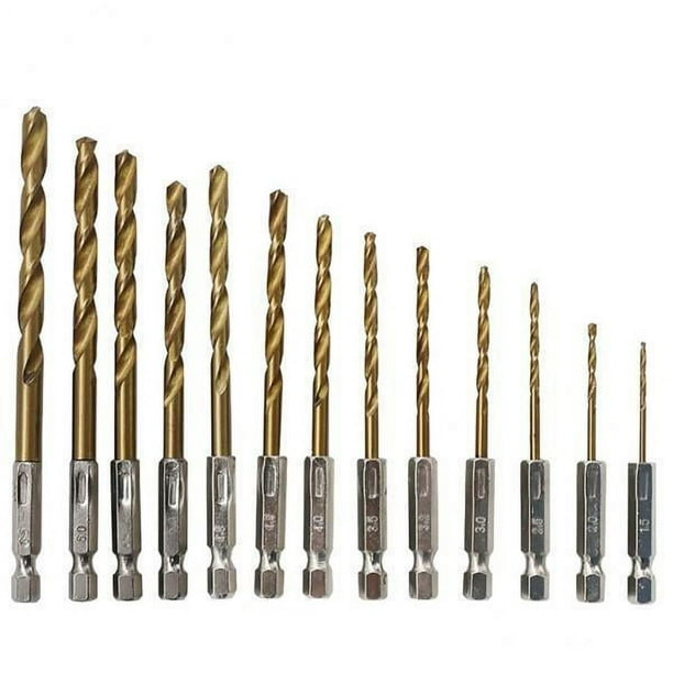 Juego de Brocas de Acero Rápido de 6x13 Piezas con Vástago Hexagonal, 1,5-6,5 Mm, Juego de Brocas Helicoidales